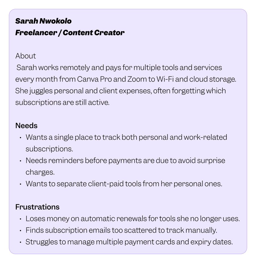 Persona: Sarah Nwokolo
