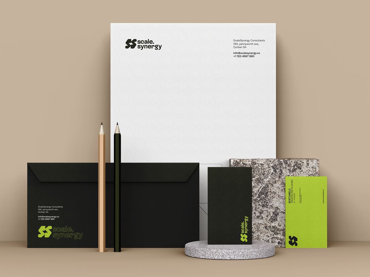 Stationery suite — letterhead, cards, envelope