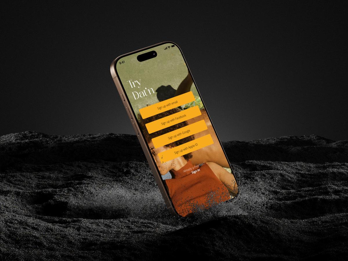 Dat'n app screens on iPhone 16 Pro