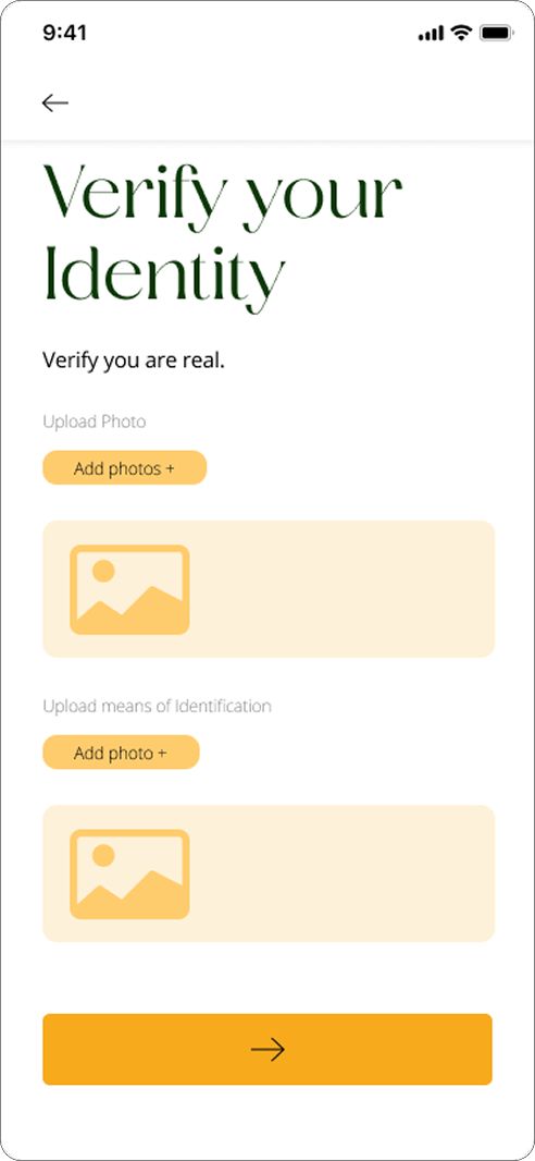 Verification screen mockups