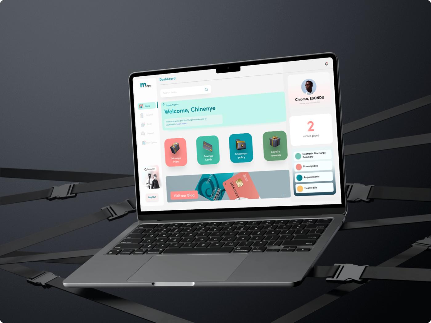 mApp dashboard on MacBook Air