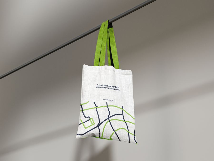 Tote bag — navy with road pattern