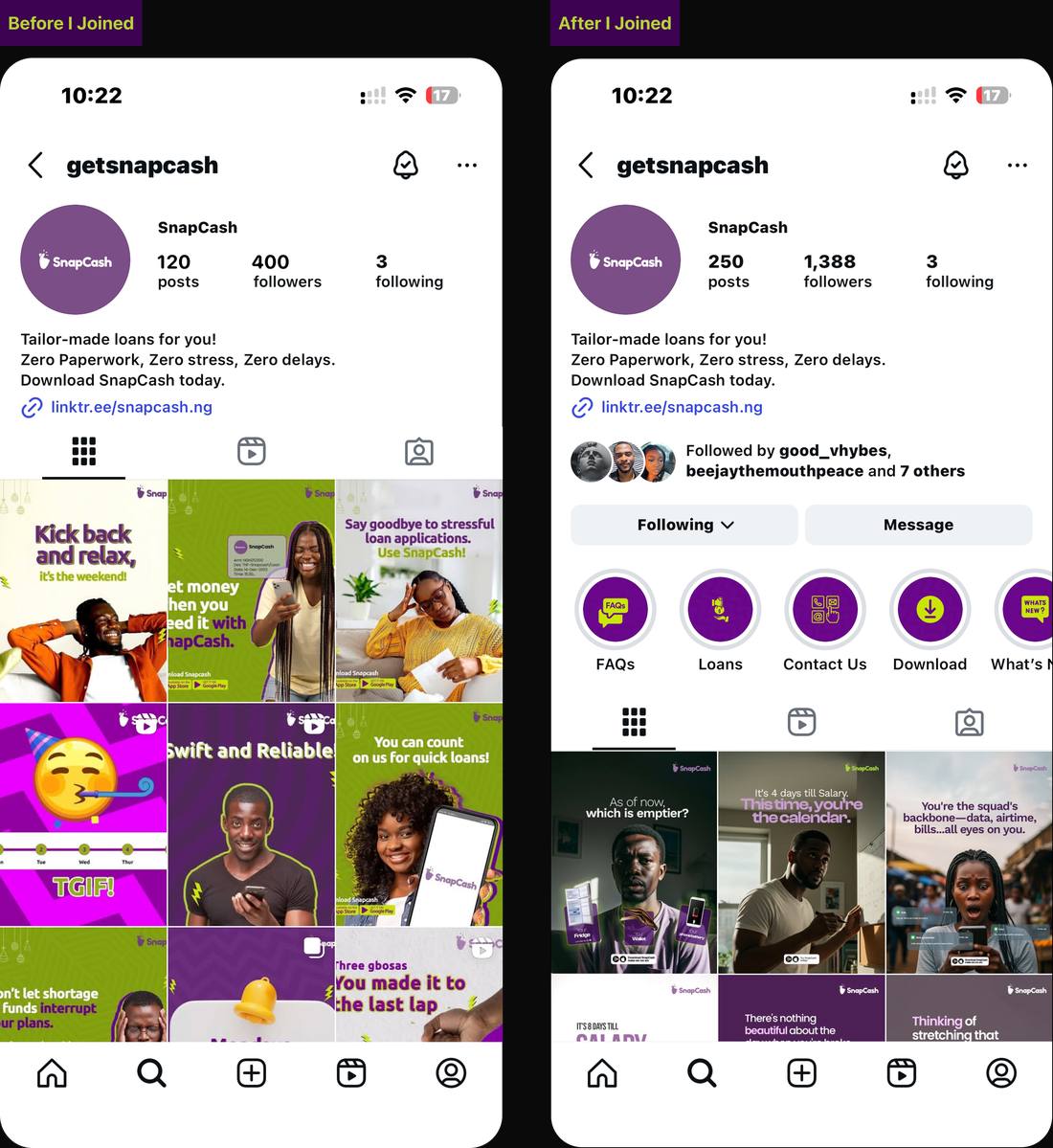 Social media — before and after redesign
