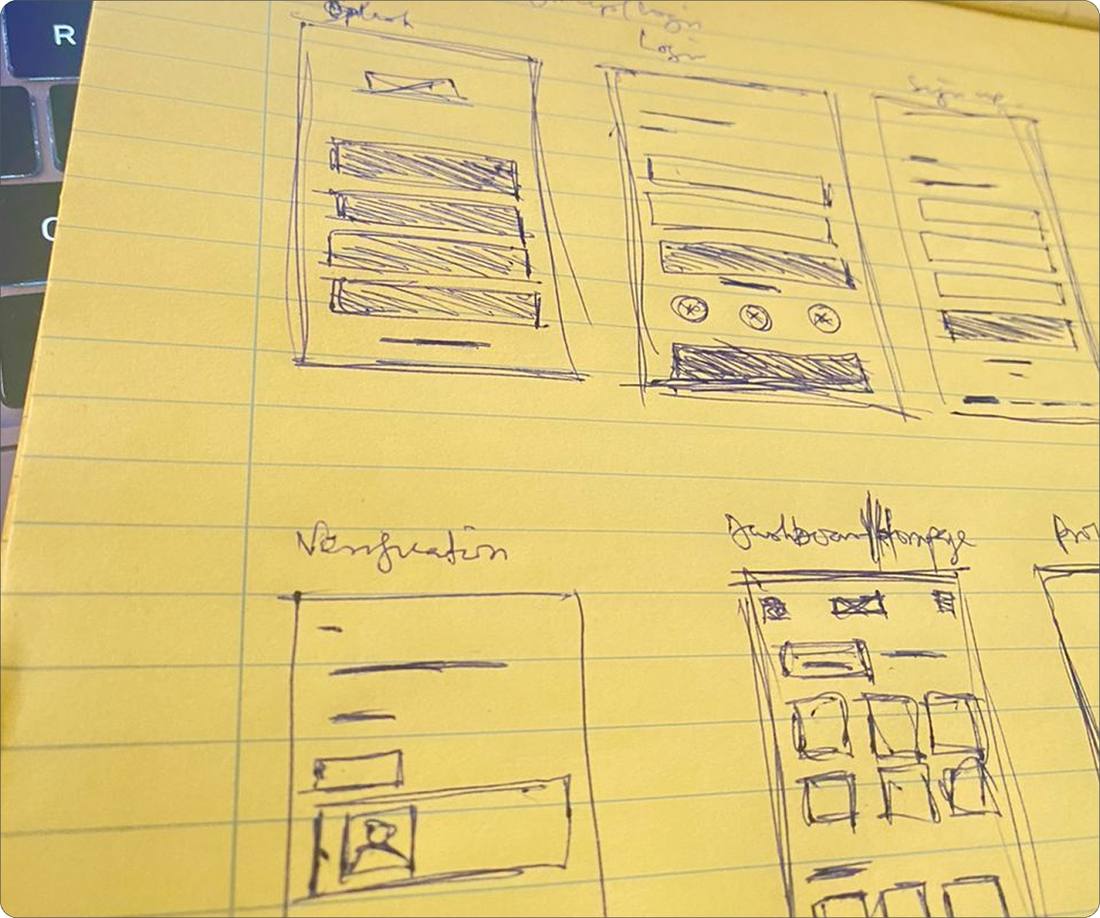 Paper wireframe sketches
